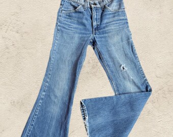 Vintage Levis 684 W25 L33 Flares Jeans Orange Tab 70s Bell