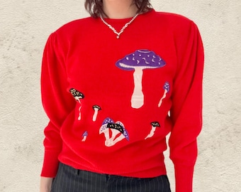 Vintage 1980s Lambswool/Angora Mushroom Sweater (M)