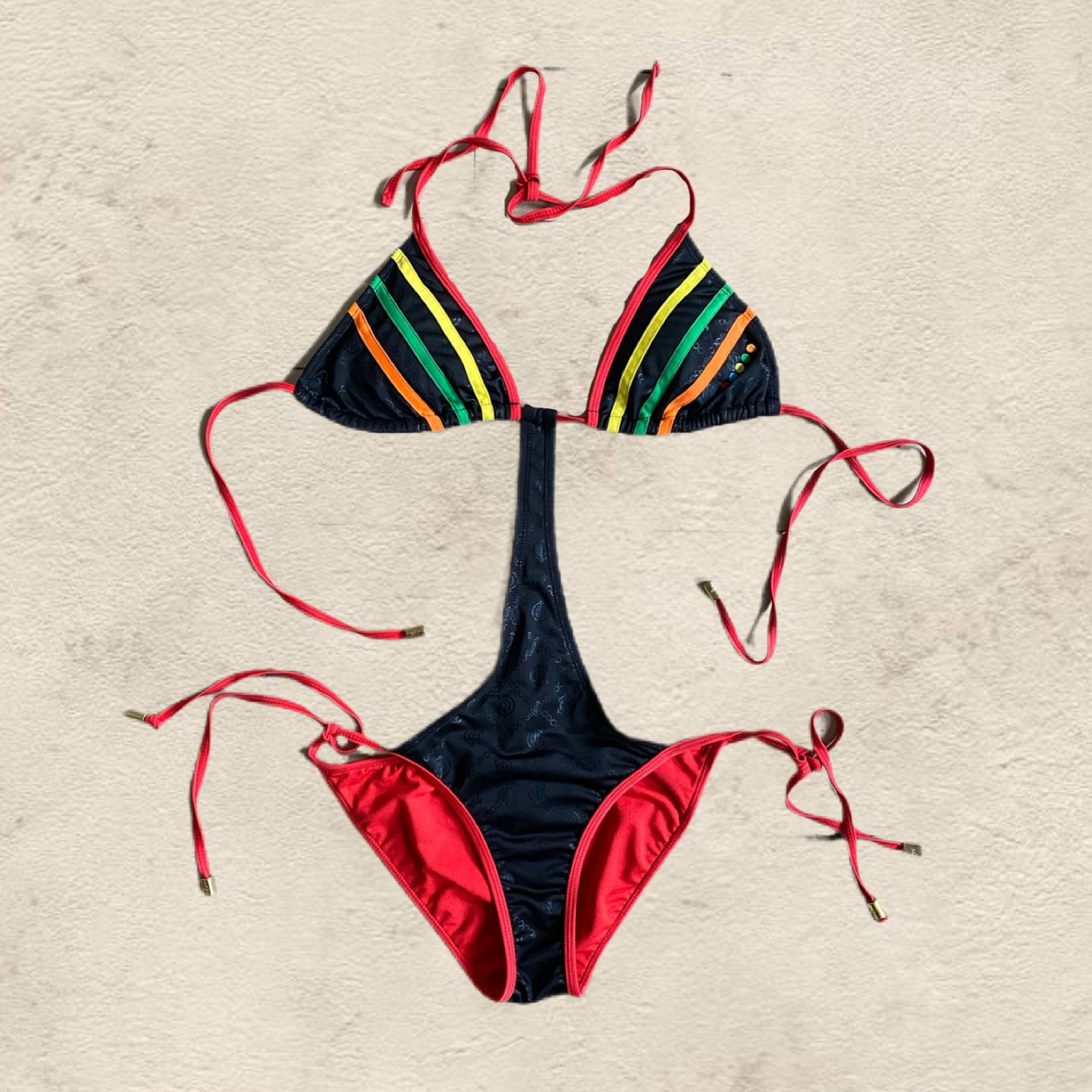Mutandine Bikini Vintage Anni 80 In Lamina Metallica Rosa Lucido - Sissy - Taglia 5-8