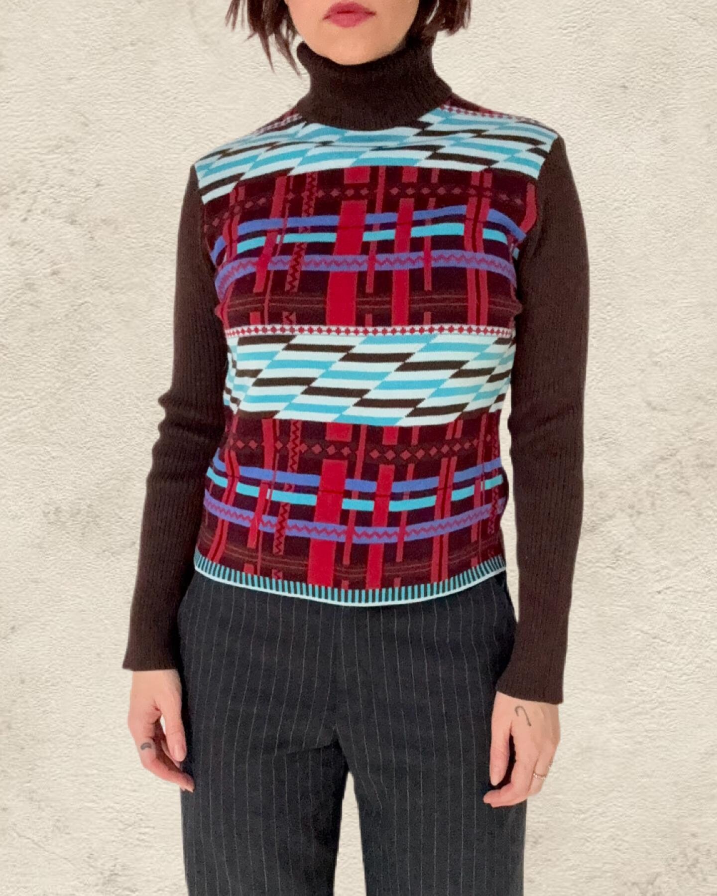Vintage 2000s Kenzo Brown Knit Turtleneck Jumper