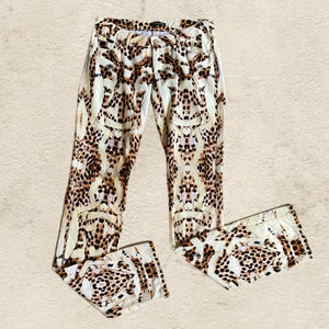 Vintage 00s/Y2K Roberto Cavalli Low Rise Leopard Print Trousers (W28/L34)