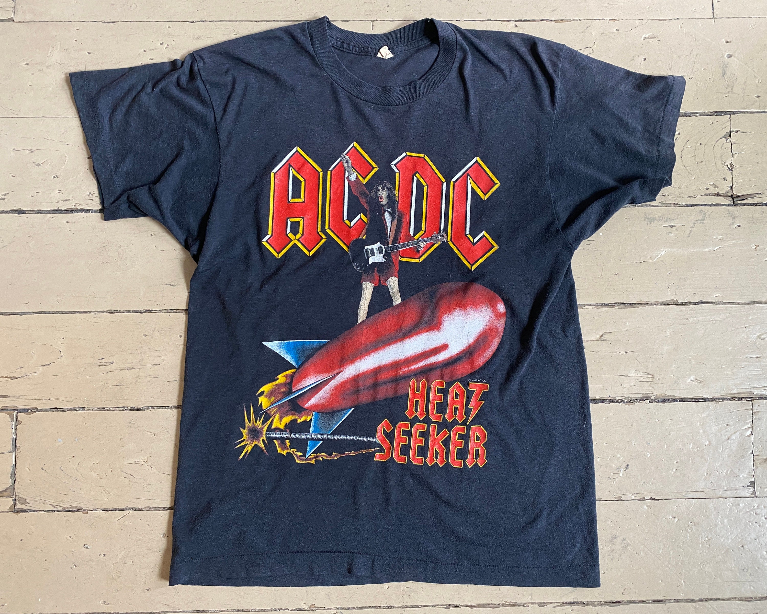 ヴィンテージ 1988 ACDC ヒートシーカー ワールドツアー Tシャツ (L 