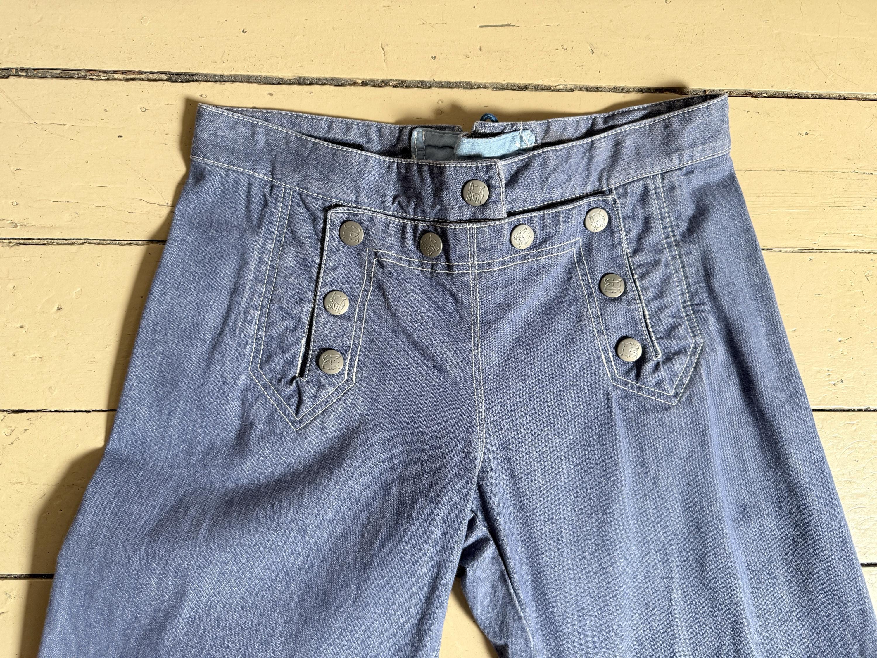 Vintage Jean Paul Gaultier Wide Leg Sailor Style Jeans (30
