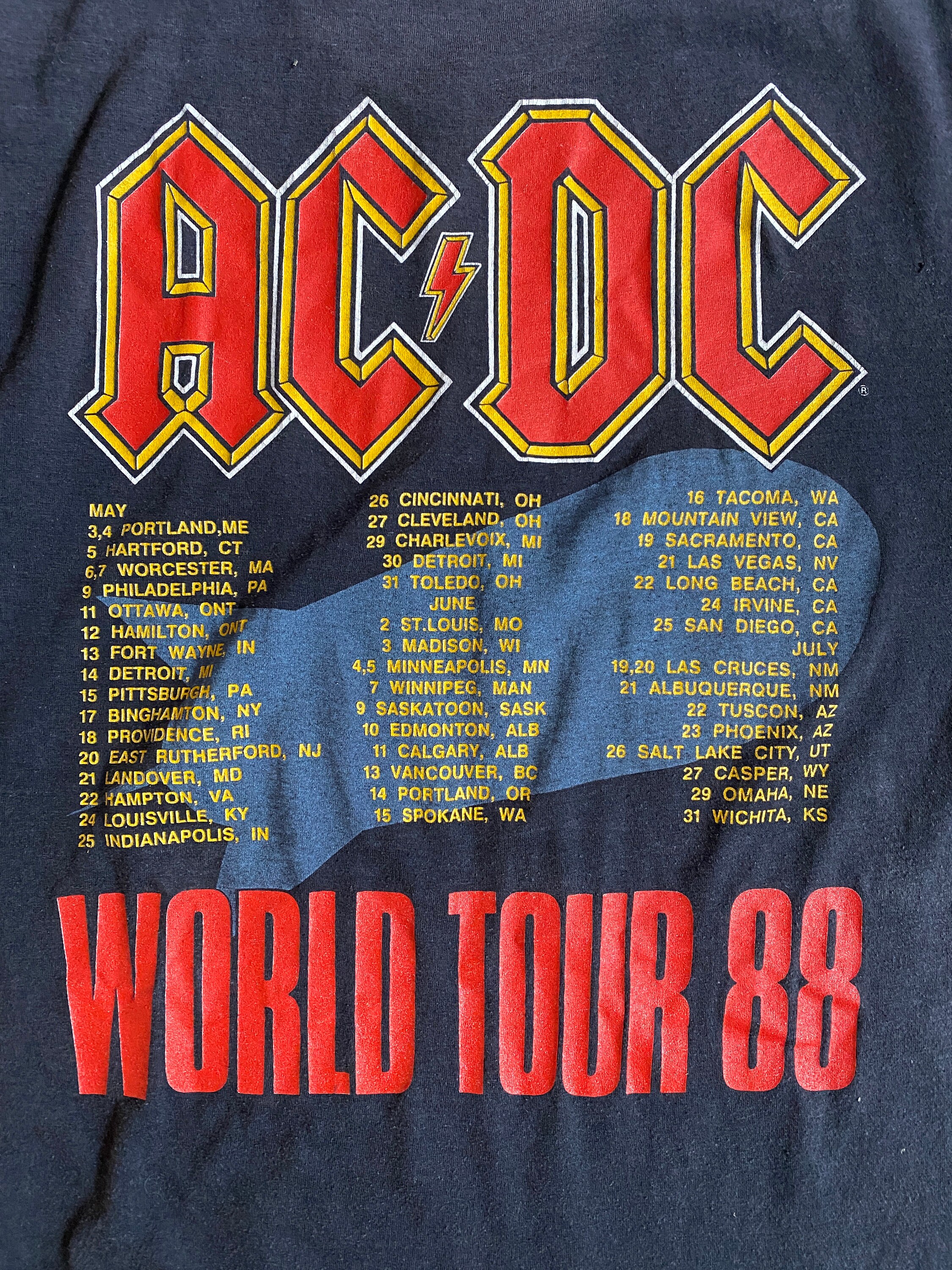 ヴィンテージ 1988 ACDC ヒートシーカー ワールドツアー Tシャツ (L 