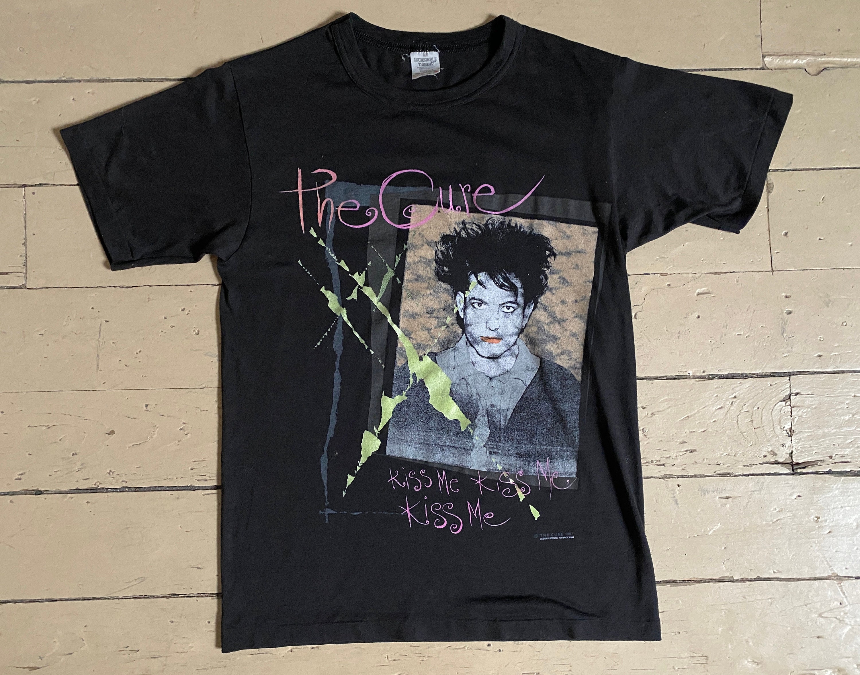 80s The Cure Kiss Me Tシャツ SMITHS CULT vintage 80s THE CURE KISS ME ALBUM NEON ROBERT SMITH 2 SIDED