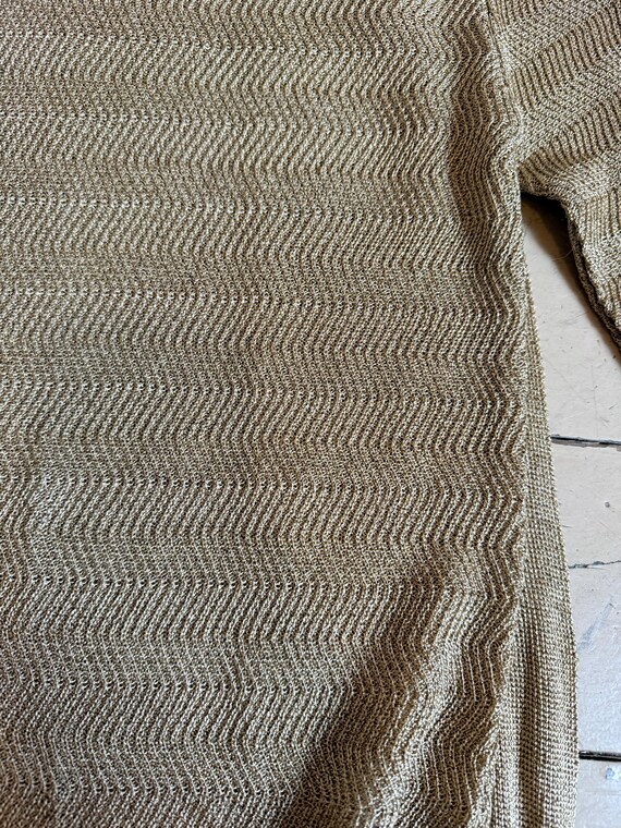 Vintage 1980s Salvatore Ferragamo Gold Knit Neck Tie Top (S