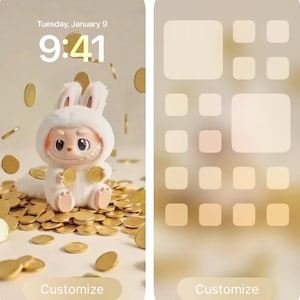 Fondo de pantalla animado de Labubu, para la suerte, la buena fortuna y los mejores deseos.