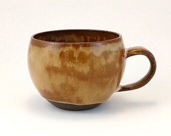 Handmade Mug “Caramel Cloud” 13 oz | Stoneware Pottery Coffee Cup | Cappuccino Cup & Latte Mug | Curvy Ceramic Tea Cup #1