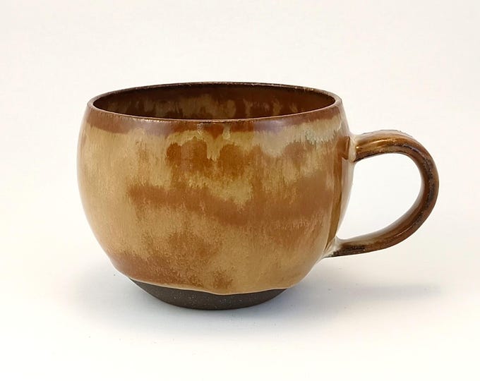 Handmade Mug “Caramel Cloud” 13 oz | Stoneware Pottery Coffee Cup | Cappuccino Cup & Latte Mug | Curvy Ceramic Tea Cup #1