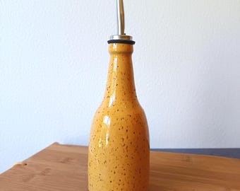 Handmade Ceramic Oil Bottle | Small Stoneware Vinegar Dispenser | Pottery Kitchen Bottle | 8 fl oz