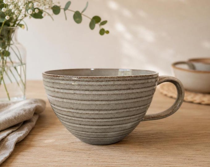 White Veil Handmade Mug – White Glazed Coffee Cup | Stoneware Pottery