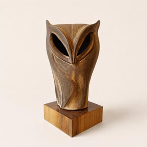 Handmade Ceramic Owl Sculpture | Wheel Thrown & Handbuilt Pottery Art | Earthy Matte Glaze | One of a kind