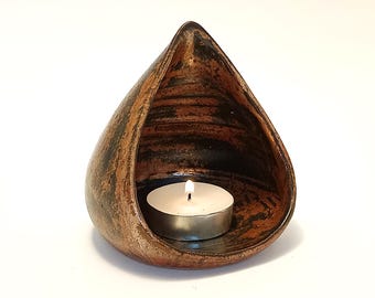 Handmade Teardrop Ceramic Candle Holder | Stoneware Pottery Candle Holder