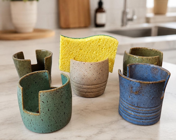 Handmade Ceramic Sponge Holder | Pottery Sink Sponge Rest | Stoneware Kitchen Accessory