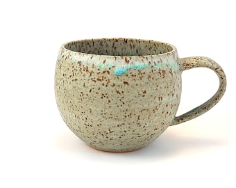 Handmade Mug Speckled Pastel Turquoise 1 | 13 oz Stoneware Pottery