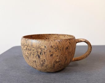 Handmade Natural Brown Ceramic Mug | Pottery Tea Cup | 12 oz Stoneware Coffee Mug | Cappuccino & Latte Mug