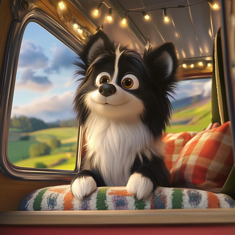 Vanlife Border Collie | Pixar Dogs | Dog Stickers | Cozy Camper Dogs ...