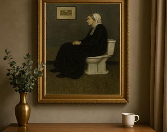 Whistler's Mother Toilet Print | Funny Living Room Wall Art, Quirky Bathroom Decor