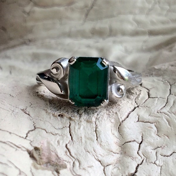 Estate Amethyst  Ring -:- Vintage Paste Ring – Faux Amethyst February Birthstone - Gold Plated - Hallmarked - Unique Setting for Birthday