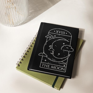 The Moon Tarot Card Cool Halloween Autumn Fall October Hardcover journal matte