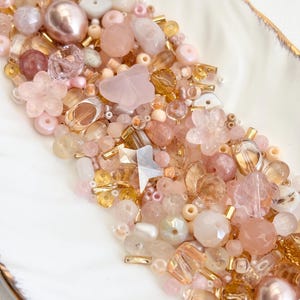 Champagne & Blush Pink Bead Mix – Glass, Natural Stone and Shell Beads – 25g / 50g – Jewelry Making Supply |A087
