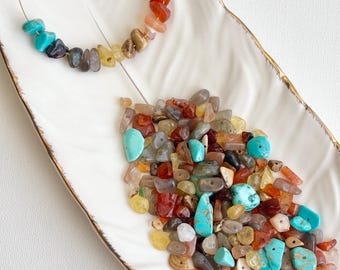 Natural Gemstone Chip Bead Mix| Real Stone Beads | Pastel & Earth Tone Beads for Jewelry Making and Crafts