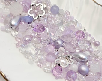 Lavender Mist Glass Bead Mix | Lilac, Pearl & Iridescent Beads | Fairycore Jewelry Making and Craft Supplies|25g 50g |A147