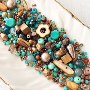 Terracotta Beads Mix | Glass, Natural Stone & Shell Beads | Rust Teal Earth Tone Bead Assortment | Jewelry Making | 25g 50g |A043