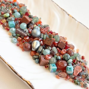 Terracotta Beads Mix | Glass, Natural Stone & Shell Beads | Rust Teal Earth Tone Bead Assortment | Jewelry Making | 25g 50g |A043
