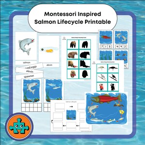 Salmon Lifecycle Printable Download 3 Part Cards Activity Worksheets Sockeye Ten Frame Math
