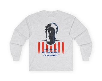 Modernist Lady Liberty Long Sleeve | Life Liberty Pursuit of Happiness | Jacques Minkus WWII Art