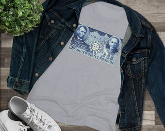 Drie principes van het volk | Lincoln & Sun Yat-sen T-shirt voor dames | Postzegelkunst WO II