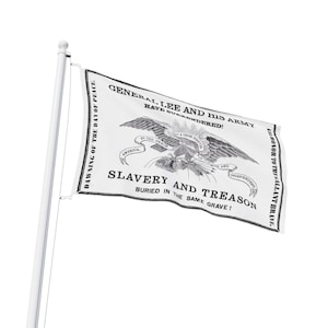 Flaggen-Poster, Kapitulation von Robert E. Lee, doppelseitige Vintage Kunst, Bürgerkriegsära, Vaterländische Wanddekoration, historische amerikanische Kunst