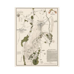 Pôster com o mapa do campo de batalha de Gettysburg, arte de parede vintage da Guerra Civil, impressão do mapa de Gettysburg, decoração para túmulos de rebeldes da União, presente para fãs de história, Elliott's