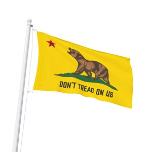 California Flag Roaring Bear Protest Against ICE, Double Sided Flag, Gadsden Flag, Political Activist Gift, Protester image 4