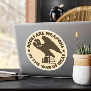 Book Lover Gift Decal, Books are Weapons Sticker for Laptop, Librarian Gift, FDR Quote, Library Art, Read Banned Books image 8