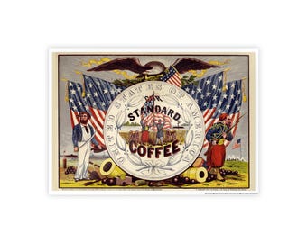 Vintage Coffee Ad Print, 1862 Civil War Poster, Kitchen Wall Art, Patriotic Decor, Boston Print, Coffee Lover Gift, Historical Poster