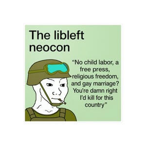 Kiss-Cut Vinyl Decals, Political Compass Meme Soldier Wojak Libleft Neocon Sticker, Vinyl Decal, Laptop Decal, Political Sticker, Meme