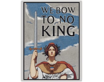 Matte Poster, Goddess Columbia Sword Aloft WW1 Recruitment Art, Vertical & Horizontal Prints, US Navy, Liberty Wall Decor, Patriotic Home