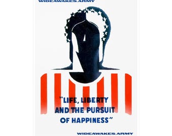 Modernist Lady Liberty Decal | Life Liberty Pursuit of Happiness | Jacques Minkus WWII Art