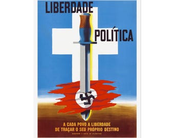 The Atlantic Charter & The Cross | Brazilian WWII Poster | Restored E. McKnight Kauffer Poster