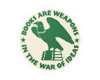 Adesivo de presente para amantes de livros, adesivos de livros são armas para laptop, presente para bibliotecários, citação de FDR, arte de biblioteca, leia livros proibidos