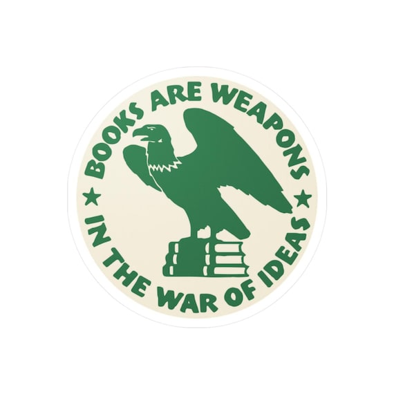 Book Lover Gift Decal, Books are Weapons Sticker for Laptop, Librarian Gift, FDR Quote, Library Art, Read Banned Books