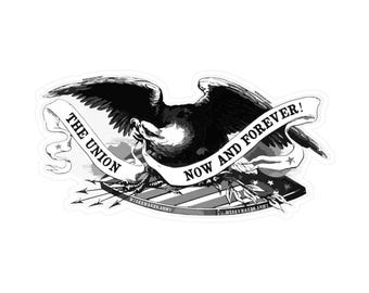 Civil War Decal, Patriotic Sticker for Car, The Union Forever, Eagle Shield, 1860s Art, History Buff Gift