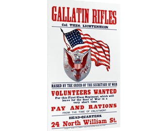 New York City's Polish Legion | Col. Theo. Lichtenhein's Gallatin Rifles | 1861 NYC Union Poster