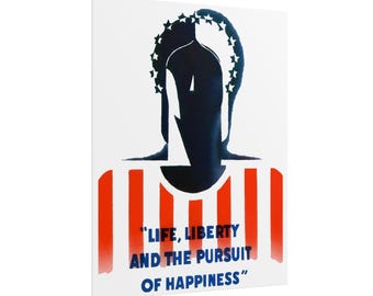 Modernist Lady Liberty Poster | Life Liberty Pursuit of Happiness | Jacques Minkus WWII Art