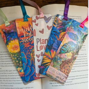 Bookmark, Acrylic Bookmark, Plant Bookmark, Colorful Bookmark, Inspirational Bookmark, Gift for Her, Plant Lover Gift, Book Lover Gift