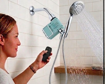 Remote Shower Timer with Shutoff, Handheld Showerhead, Teen Routine Aid
