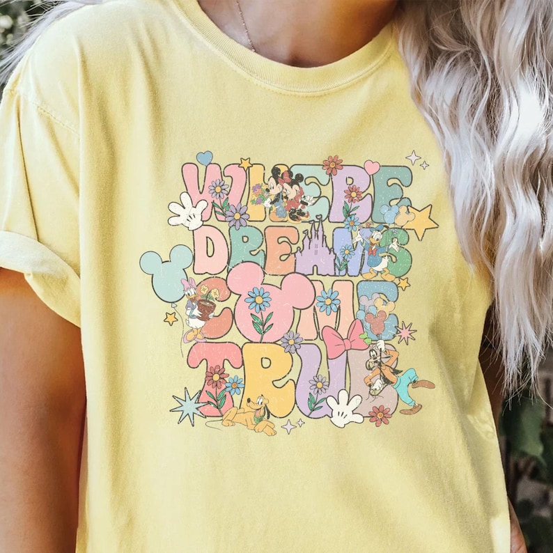 Disney Where Dreams Come True Comfort Colors® Tee, Colorful Vacay Shirt, Disney Aesthetic Hoodie, Disneyworld Tee, Disney Family Sweatshirt image 5