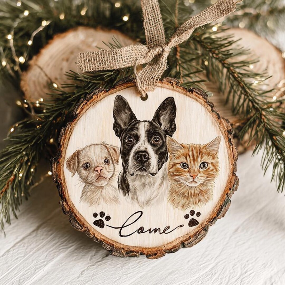 Personalized Photo Pet Wooden Ornament, Custom Dog Ornament, Christmas ...